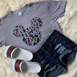 Grey Disney Character Silhouette Tshirt by CBR